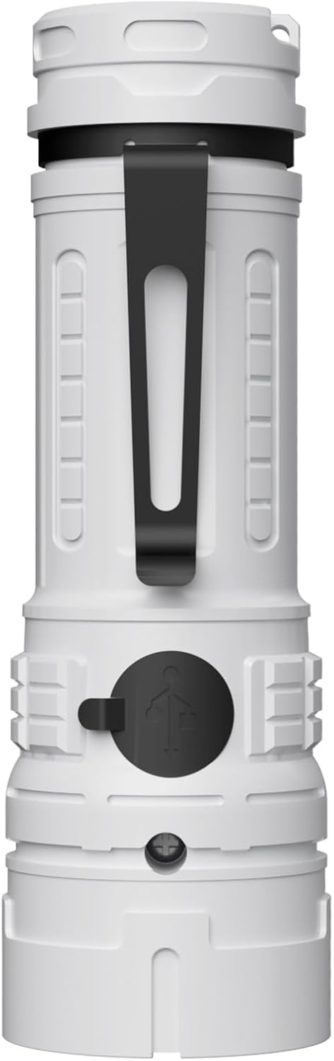 Rechargeable LED Torch - White - 1 Piece - Lightweight Portable Flashlight for Camping Backpacking Hiking V1258-DP02-BOL-398