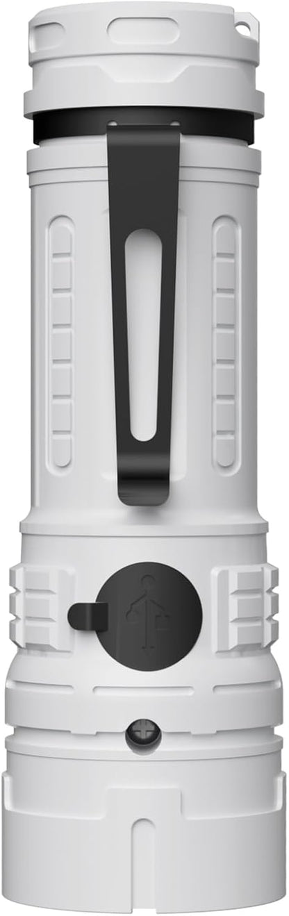 Rechargeable LED Torch - White - 1 Piece - Lightweight Portable Flashlight for Camping Backpacking Hiking V1258-DP02-BOL-398