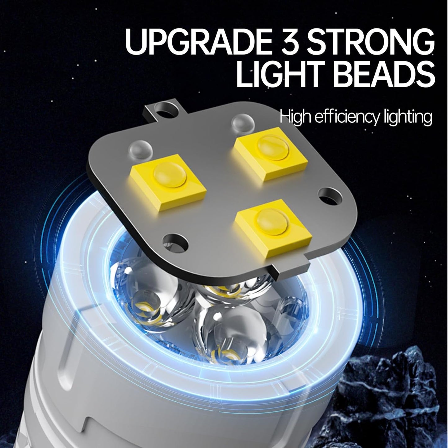 Rechargeable LED Torch - White - 1 Piece - Lightweight Portable Flashlight for Camping Backpacking Hiking V1258-DP02-BOL-398
