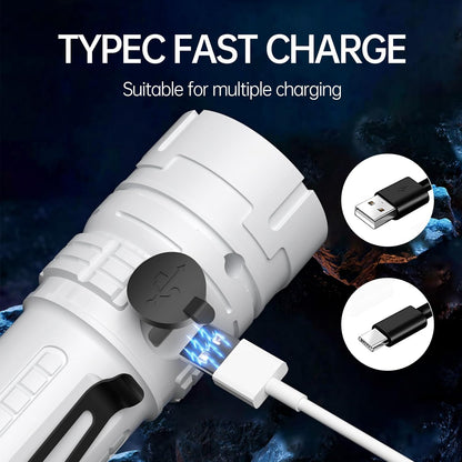 Rechargeable LED Torch - White - 1 Piece - Lightweight Portable Flashlight for Camping Backpacking Hiking V1258-DP02-BOL-398