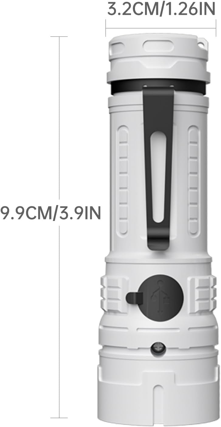 Rechargeable LED Torch - White - 1 Piece - Lightweight Portable Flashlight for Camping Backpacking Hiking V1258-DP02-BOL-398