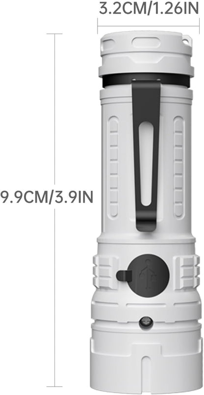 Rechargeable LED Torch - White - 1 Piece - Lightweight Portable Flashlight for Camping Backpacking Hiking V1258-DP02-BOL-398
