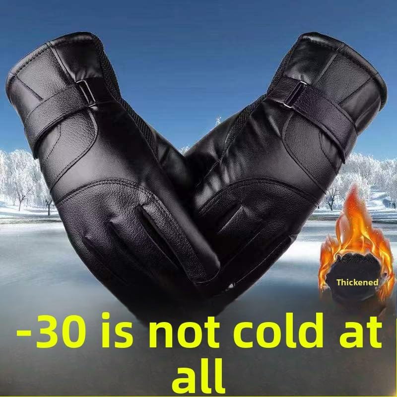 Men's Black Winter Gloves Thick Fleece Lined Warm for Outdoor Cycling Skiing V1258-DP02-BOL-399