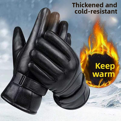 Men's Black Winter Gloves Thick Fleece Lined Warm for Outdoor Cycling Skiing V1258-DP02-BOL-399
