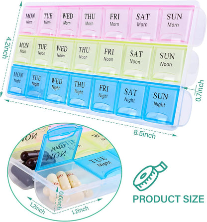 7 Day Pill Organizer 3 Compartments AM PM Evening 21 Slot Weekly Medication Storage Box V1258-DP02-BOL-4