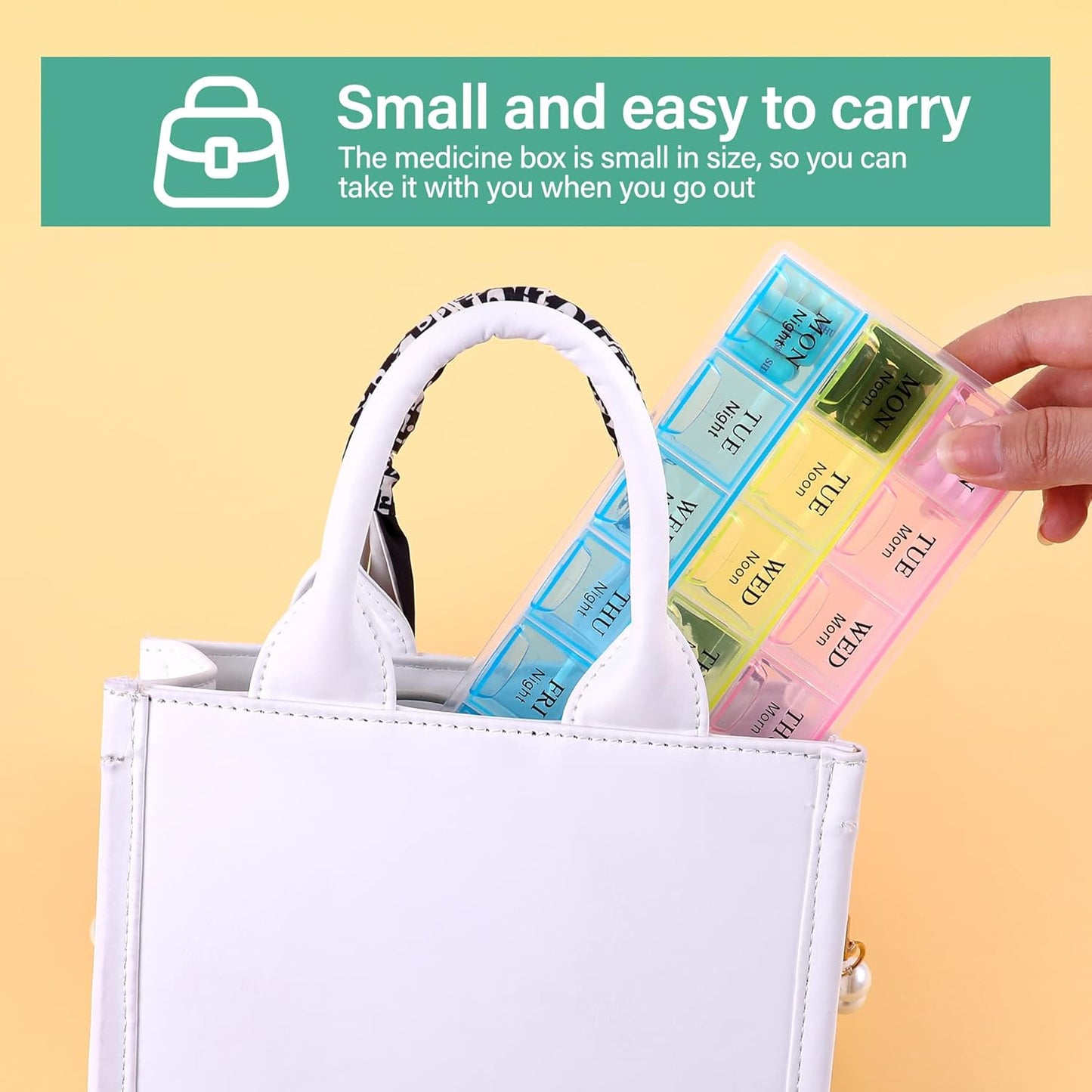 7 Day Pill Organizer 3 Compartments AM PM Evening 21 Slot Weekly Medication Storage Box V1258-DP02-BOL-4