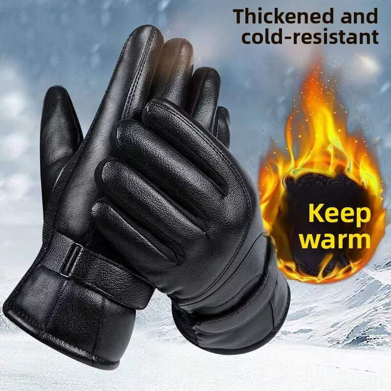 Men's Red Winter Gloves Thick Fleece Warmth for Outdoor Cycling Skiing V1258-DP02-BOL-400