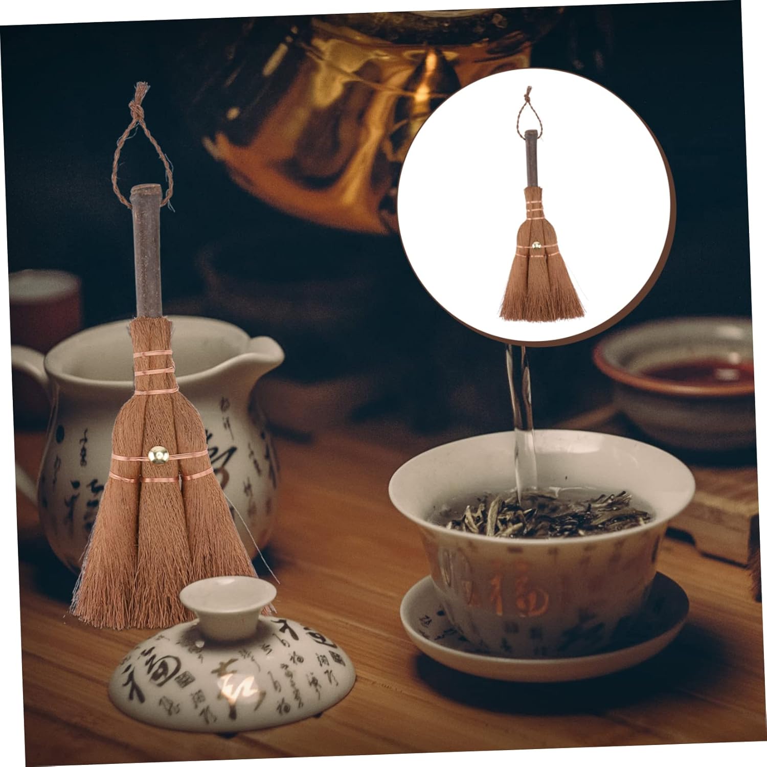 Mini Broom Brown Lightweight Durable Hanging Eye for Kitchen Camping 1 Piece V1258-DP02-BOL-41