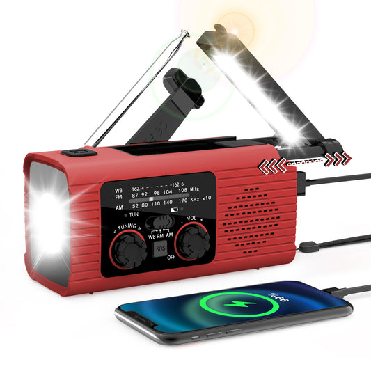 Multicolour 4000mAh Solar Hand Crank Portable Radio Rechargeable Battery Powered Emergency Indoor Outdoor Use V1258-DP02-BOL-410