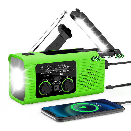 Multi-Colour 4000mAh Solar & Hand Crank Emergency Radio Portable Rechargeable Battery Operated for Indoor V1258-DP02-BOL-412