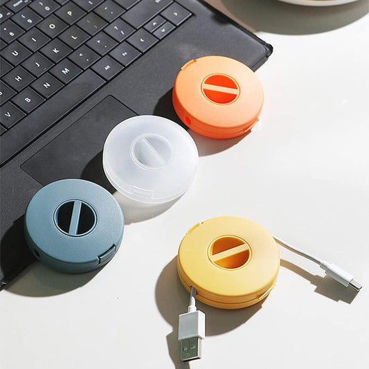 4-Piece Cable Organizer Set - Retractable Cable Winder - Multiple Colors - Portable Cord Management - Ideal V1258-DP02-BOL-417