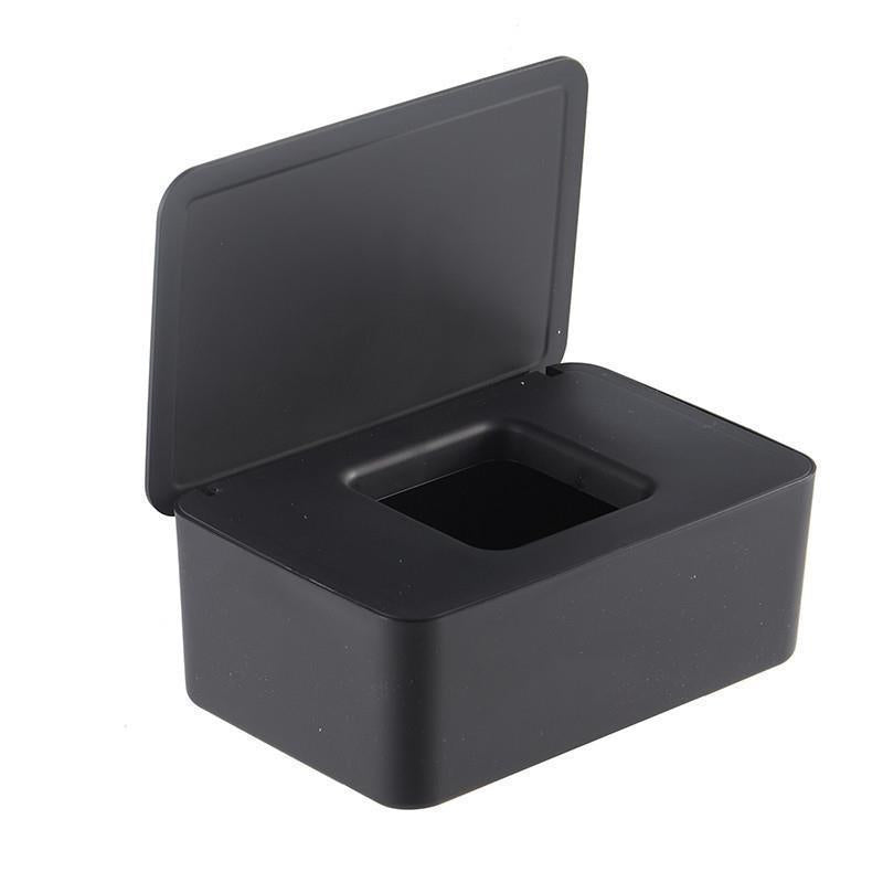 Black Wet Wipes Dispenser 18x11x7cm Dustproof Multifunctional V1258-DP02-BOL-418