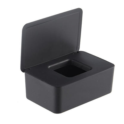 Black Wet Wipes Dispenser 18x11x7cm Dustproof Multifunctional V1258-DP02-BOL-418