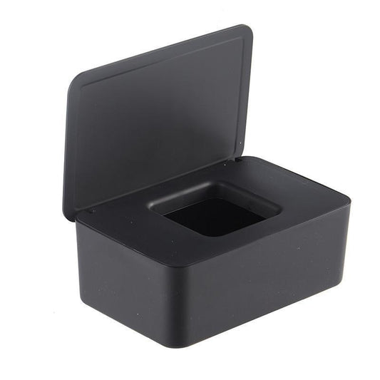 Black Wet Wipes Dispenser 18x11x7cm Dustproof Multifunctional V1258-DP02-BOL-418