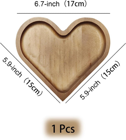 4-Piece Heart-Shaped Wooden Bowl Set Snack Fruit Dried Food Nut Candy Storage Decorative Display Bowls V1258-DP02-BOL-42