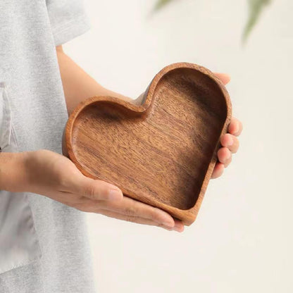4-Piece Heart-Shaped Wooden Bowl Set Snack Fruit Dried Food Nut Candy Storage Decorative Display Bowls V1258-DP02-BOL-42