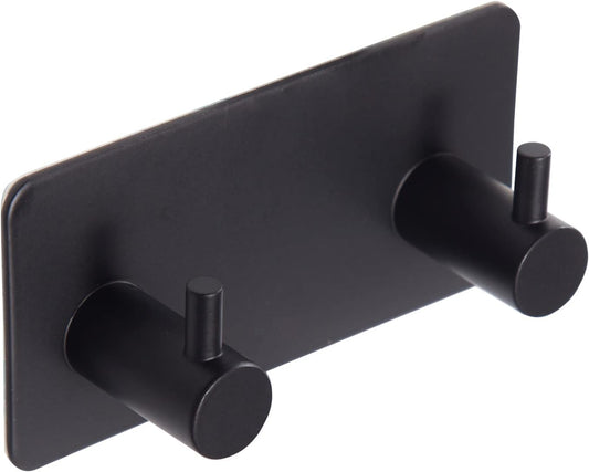 2 Pack Self Adhesive Stainless Steel Towel Hooks 304 Rust Proof Waterproof Black V1258-DP02-BOL-422
