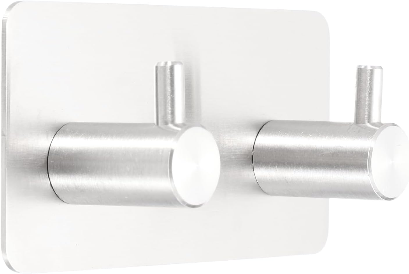 2 Pack Self-Adhesive Towel Hooks Stainless Steel 304 Rustproof Waterproof Silver Wall Mounted Bathroom V1258-DP02-BOL-423
