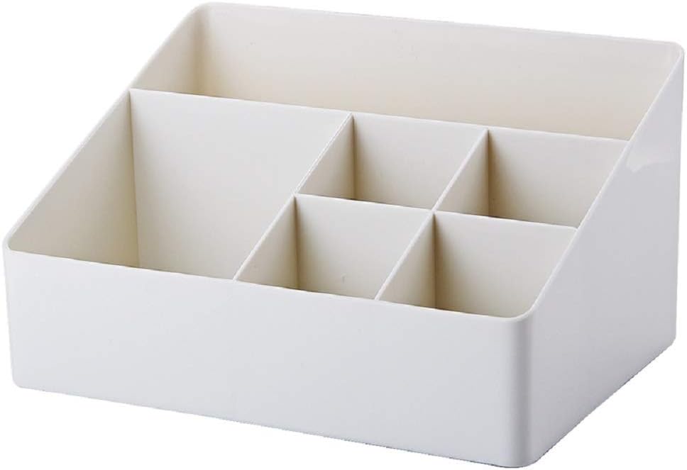 White Cosmetic Organizer with 6 Compartments for Skincare and Jewelry Storage V1258-DP02-BOL-430