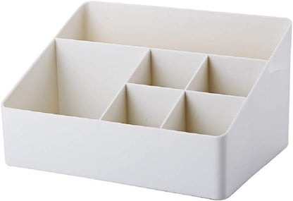 White Cosmetic Organizer with 6 Compartments for Skincare and Jewelry Storage V1258-DP02-BOL-430