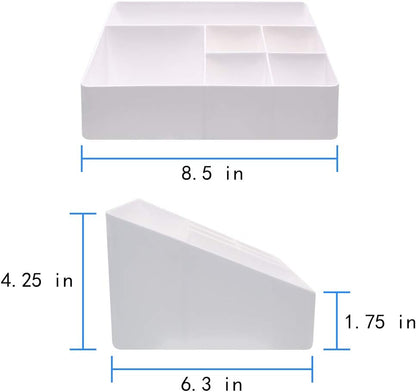 White Cosmetic Organizer with 6 Compartments for Skincare and Jewelry Storage V1258-DP02-BOL-430