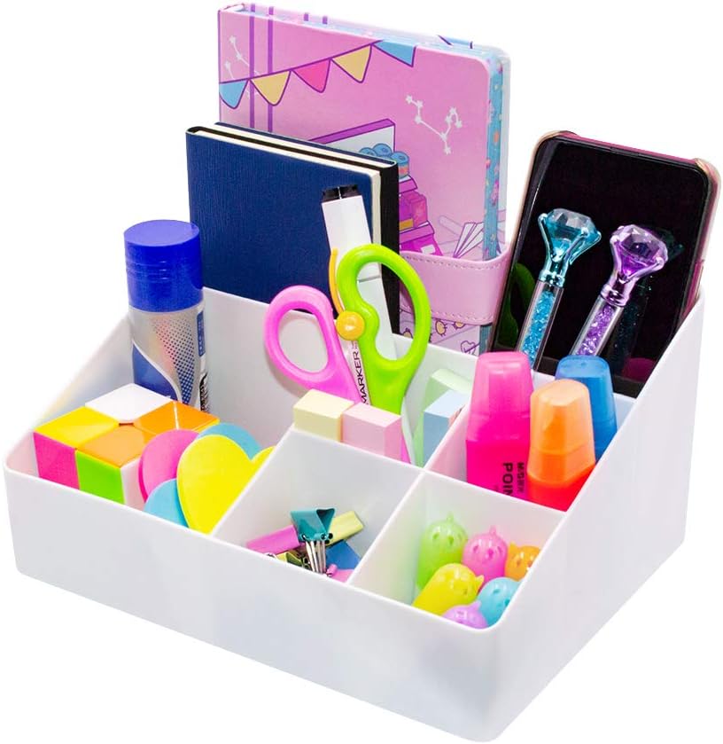 Gray Blue Cosmetic Storage Box 6 Compartments Organizer for Skincare and Jewelry V1258-DP02-BOL-432