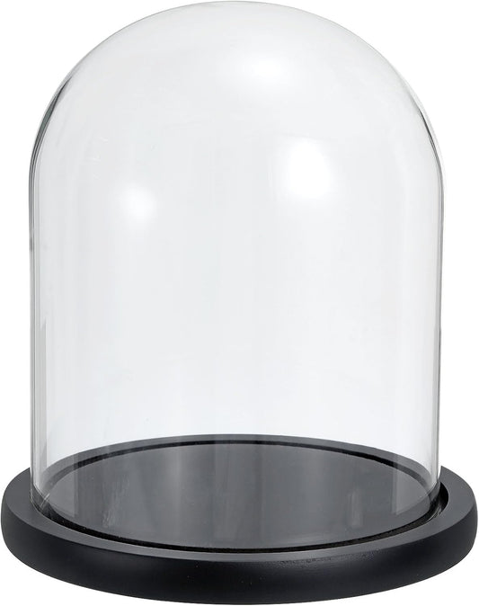 Glass Dome with Black Wooden Base - Clock Shaped Display Case - Home Decor - Desk Ornament - Christmas V1258-DP02-BOL-433