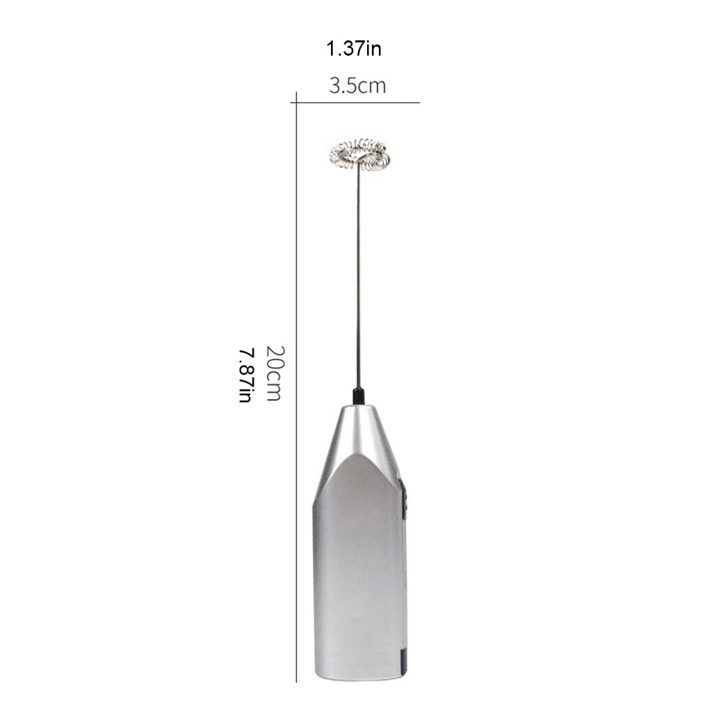 Electric Milk Frother Silver Handheld Mini Coffee Blender No Battery Required V1258-DP02-BOL-435