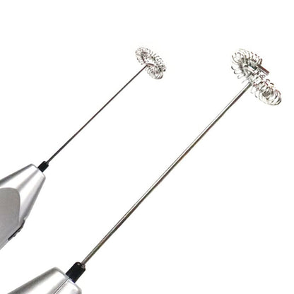 Electric Milk Frother Silver Handheld Mini Coffee Blender No Battery Required V1258-DP02-BOL-435