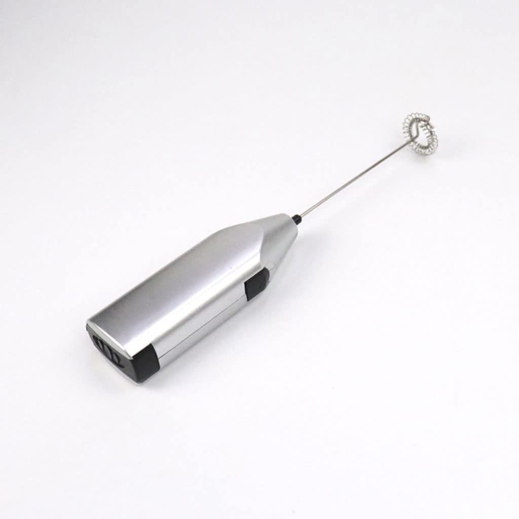 Electric Milk Frother Silver Handheld Mini Coffee Blender No Battery Required V1258-DP02-BOL-435