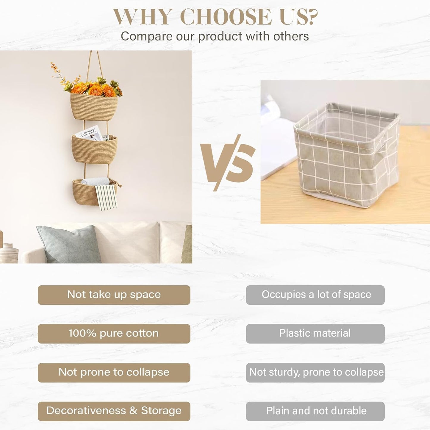 Foldable Wall-Mounted Storage Basket - Hanging Organizer for Home Use V1258-DP02-BOL-437