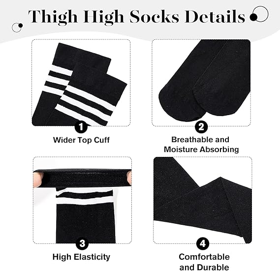 Women's Thick Stay Up Hold Up Striped Over Knee Casual Stockings V1258-DP02-BOL-438