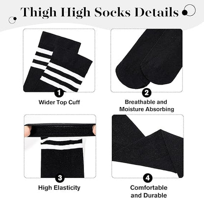 Women's Thick Stay Up Hold Up Striped Over Knee Casual Stockings V1258-DP02-BOL-438
