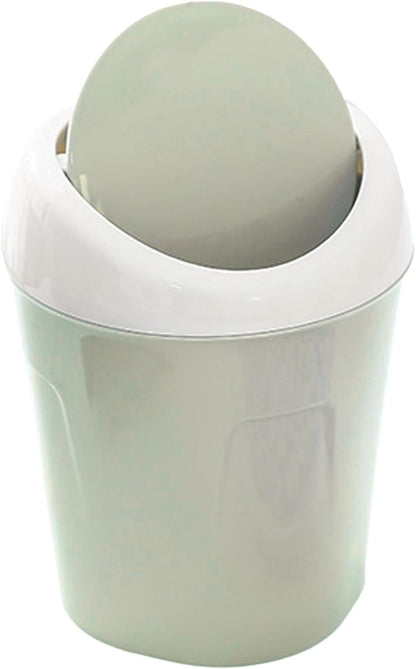 Small Trash Can with Swing Lid - Plastic Tabletop Waste Bin - Compact Bin for Office Kitchen Bathroom Student V1258-DP02-BOL-439