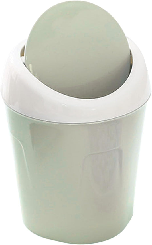 Small Trash Can with Swing Lid - Plastic Tabletop Waste Bin - Compact Bin for Office Kitchen Bathroom Student V1258-DP02-BOL-439