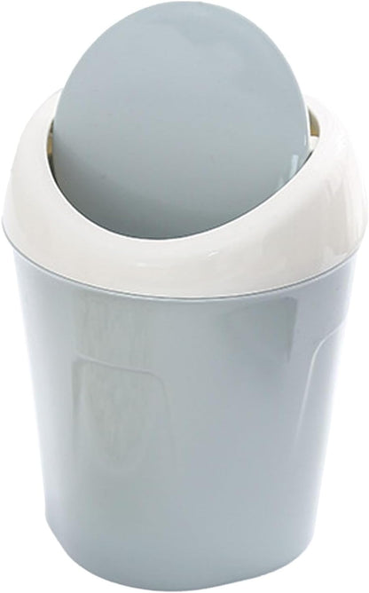 Small Trash Can with Swing Lid - Plastic Desktop Waste Bin for Office Kitchen Bathroom Student Accommodation V1258-DP02-BOL-440