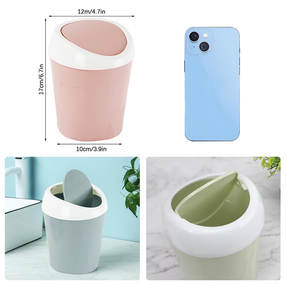 Small Trash Can with Swing Lid - Plastic Desktop Waste Bin for Office Kitchen Bathroom Student Accommodation V1258-DP02-BOL-440