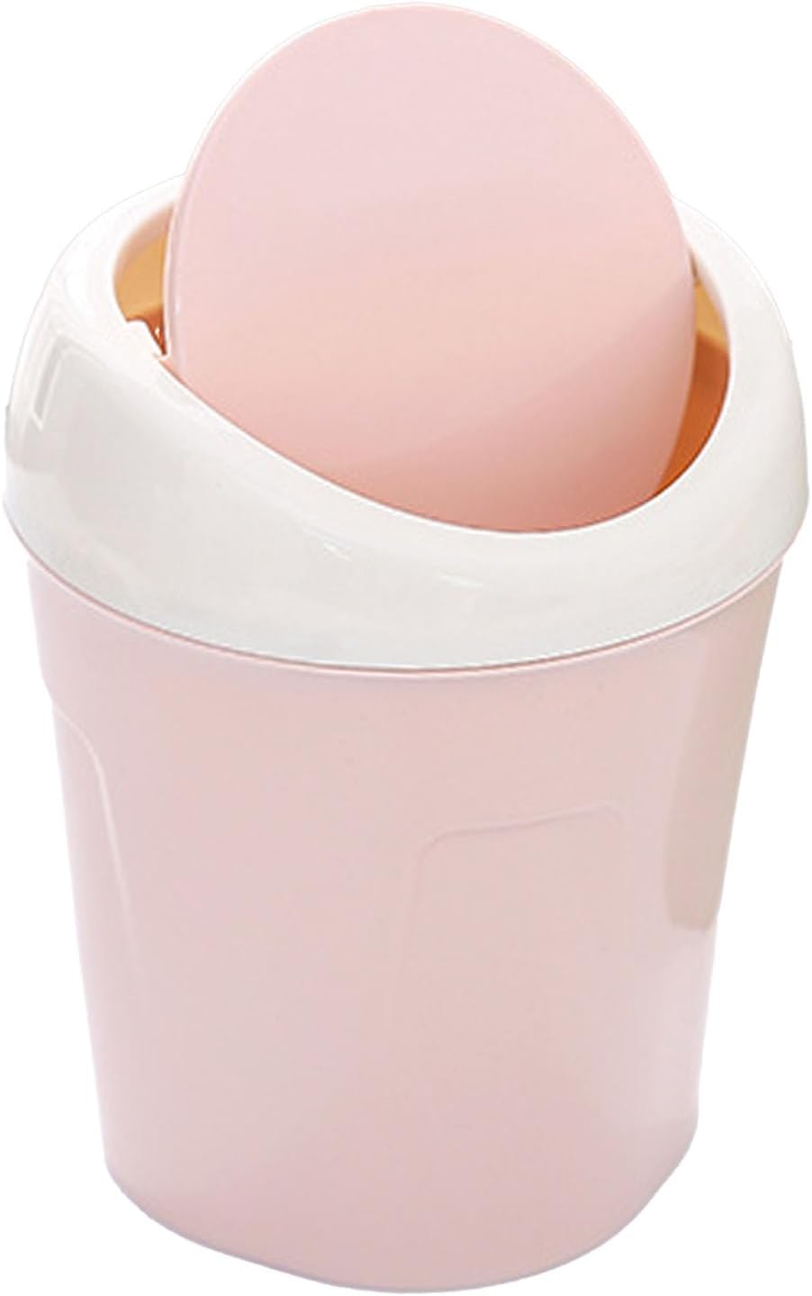 Small Trash Can with Swing Lid - Plastic Desktop Waste Bin for Office Kitchen Bathroom Student Accommodation V1258-DP02-BOL-441