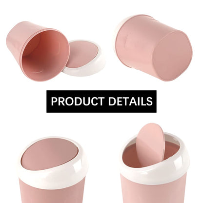 Small Trash Can with Swing Lid - Plastic Desktop Waste Bin for Office Kitchen Bathroom Student Accommodation V1258-DP02-BOL-441