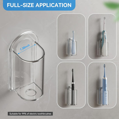 2 Pack Transparent Electric Toothbrush Organizer Wall Mounted Self Adhesive Toothbrush Holder for Bathroom V1258-DP02-BOL-442