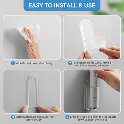 2 Pack Transparent Electric Toothbrush Organizer Wall Mounted Self Adhesive Toothbrush Holder for Bathroom V1258-DP02-BOL-442