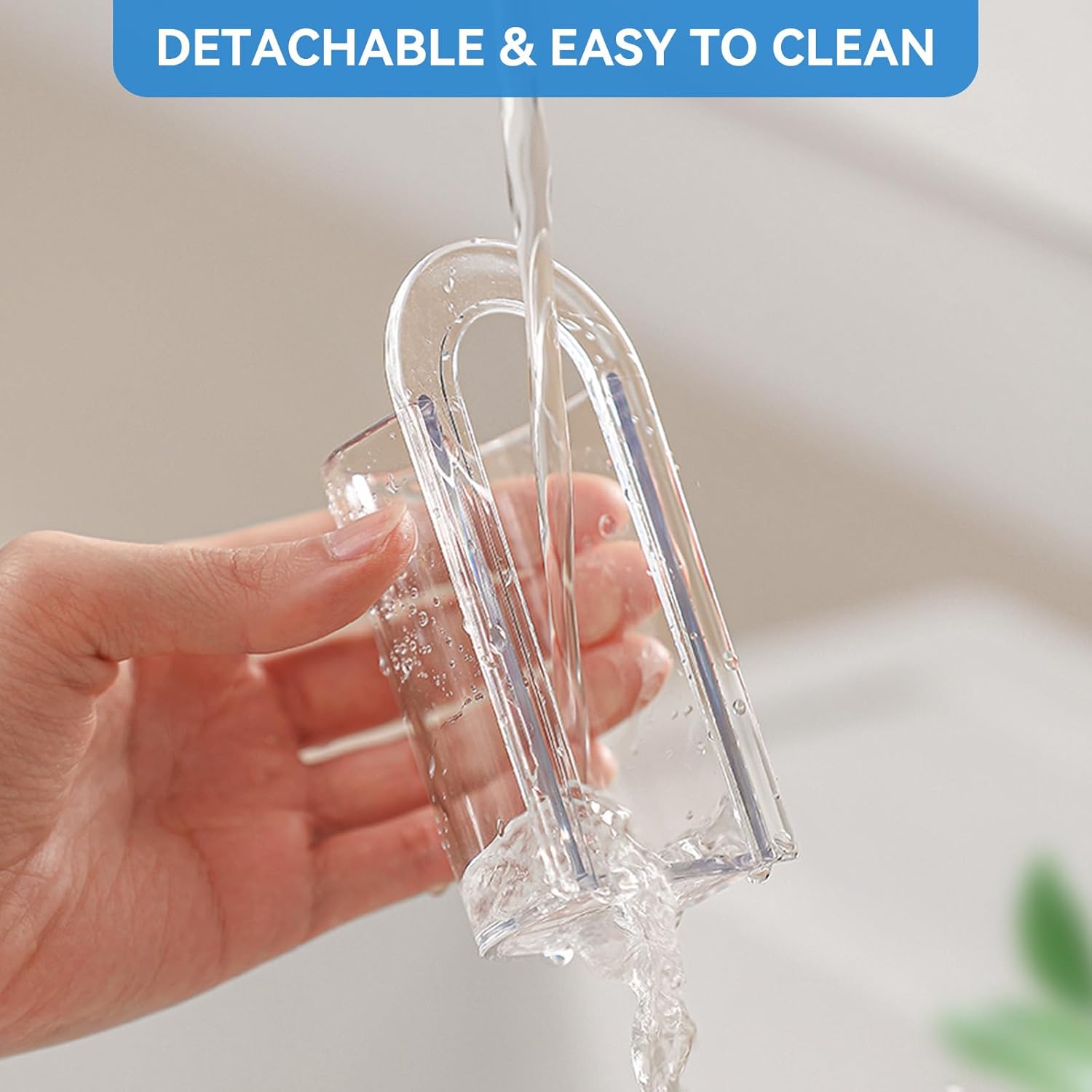 2 Pack Transparent Electric Toothbrush Organizer Wall Mounted Self Adhesive Toothbrush Holder for Bathroom V1258-DP02-BOL-442