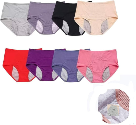 Women's 8-Pack L Size Multi-Colour Leakproof Briefs Underwear V1258-DP02-BOL-446