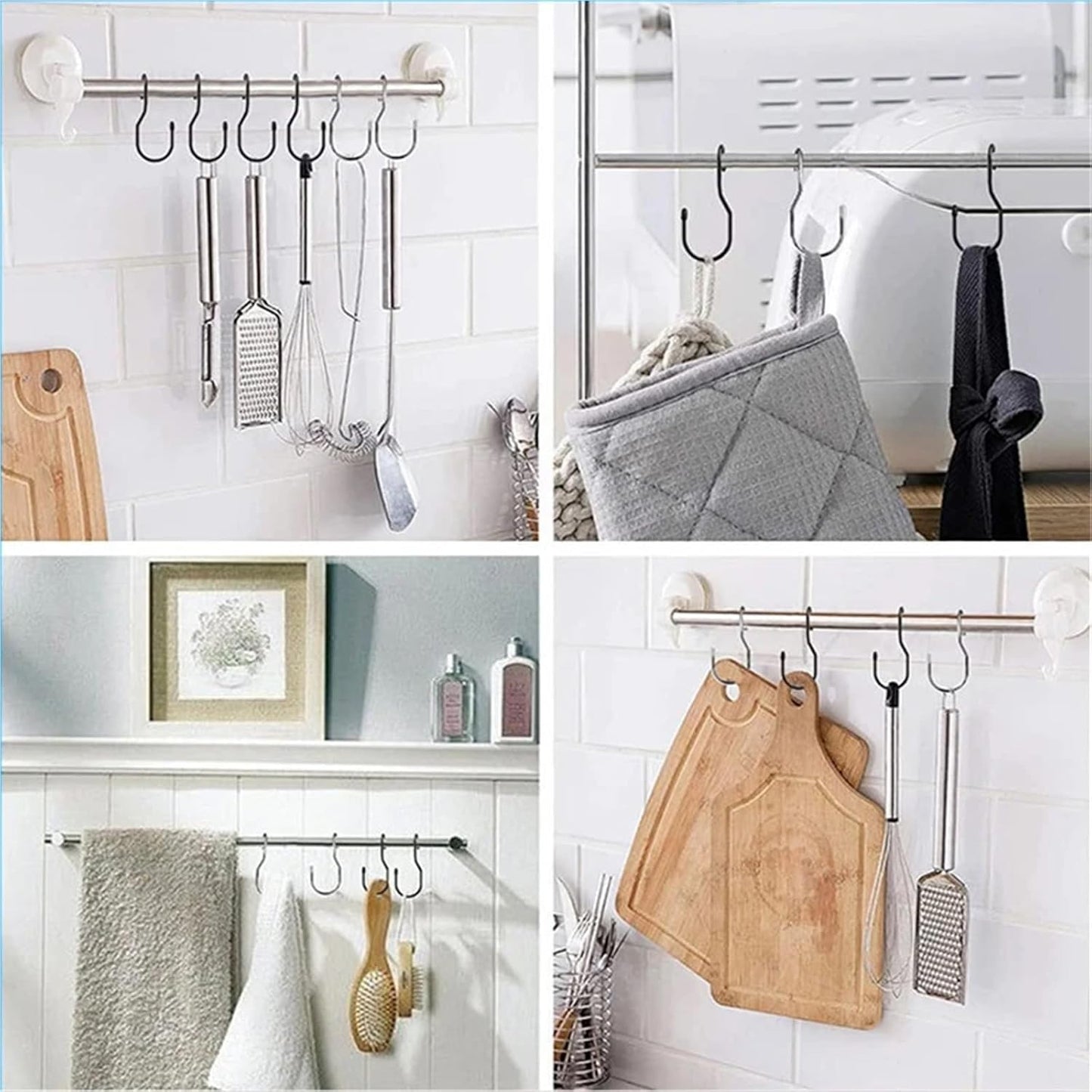 10 Black Stainless Steel Hooks for Kitchen Bathroom Garage V1258-DP02-BOL-449