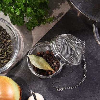 2 Pack Stainless Steel Tea Strainers with Chain 6.5cm Fine Mesh for Loose Tea Herbs Spices V1258-DP02-BOL-450