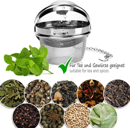 2 Pack Stainless Steel Tea Strainers with Chain 6.5cm Fine Mesh for Loose Tea Herbs Spices V1258-DP02-BOL-450