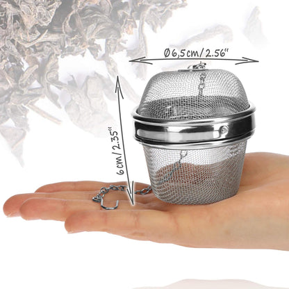 2 Pack Stainless Steel Tea Strainers with Chain 6.5cm Fine Mesh for Loose Tea Herbs Spices V1258-DP02-BOL-450