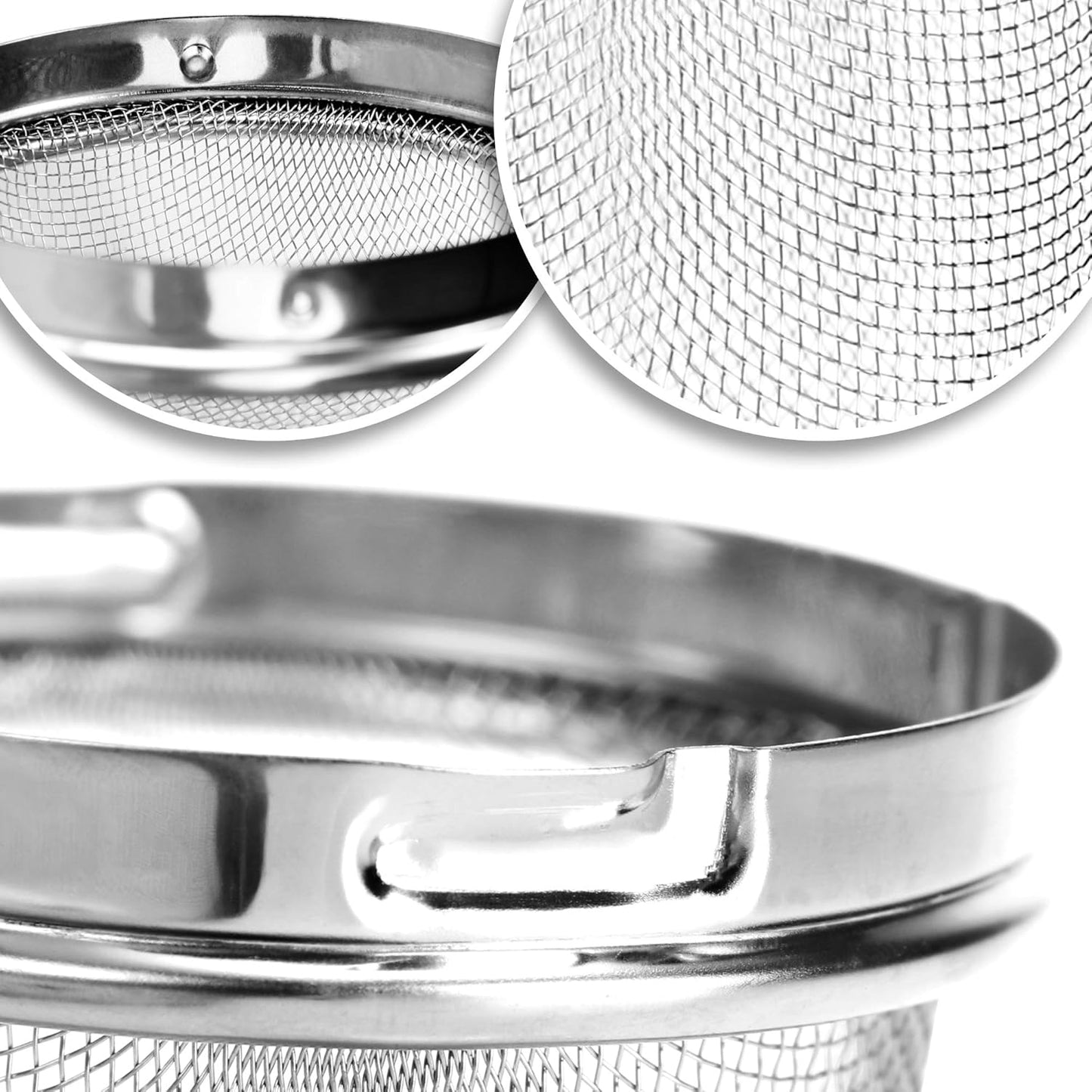2 Pack Stainless Steel Tea Strainers with Chain 6.5cm Fine Mesh for Loose Tea Herbs Spices V1258-DP02-BOL-450