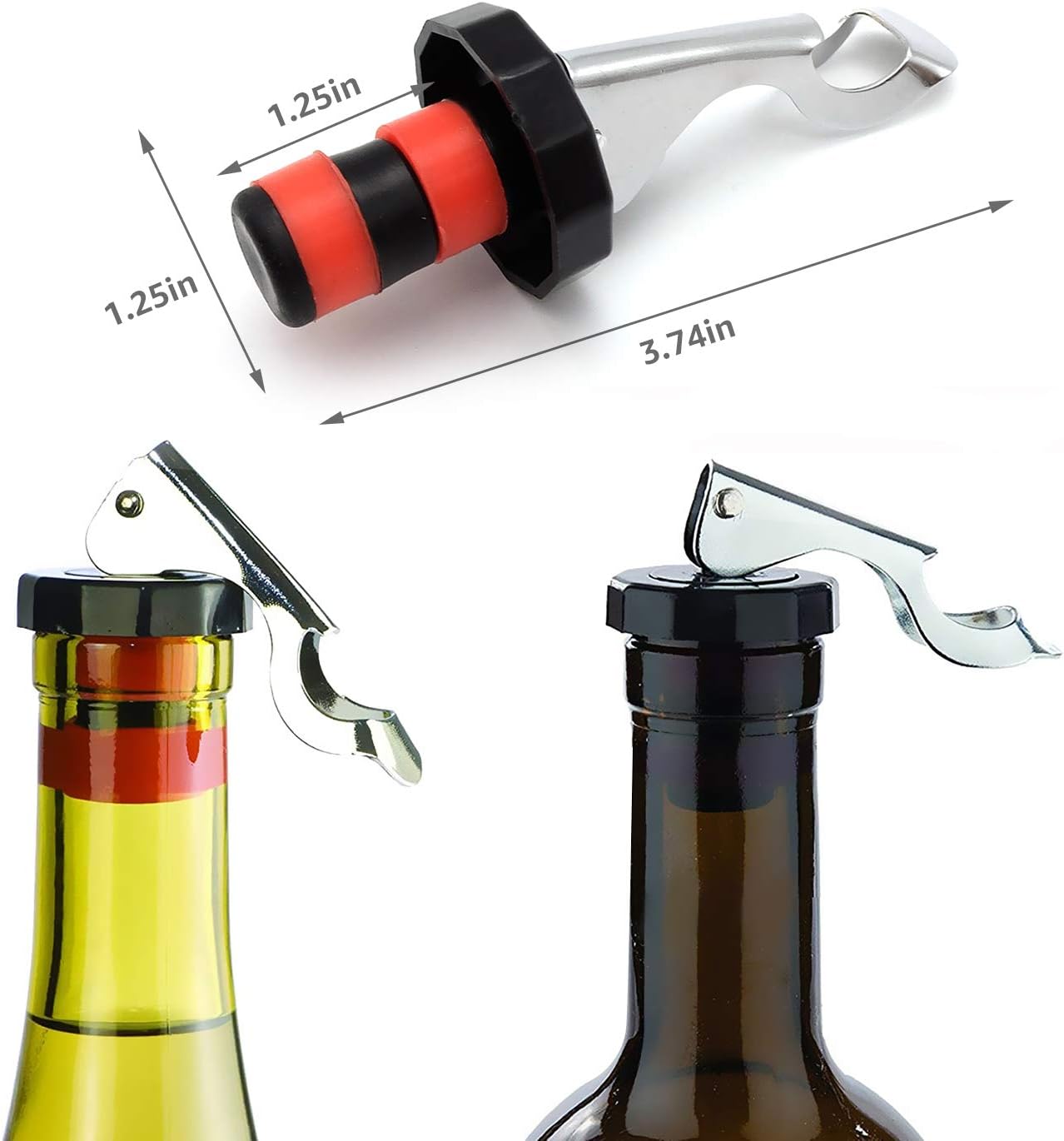 6 Pack Silicone Vacuum Bottle Stoppers Red Yellow Black for Wine Champagne Beer Whisky Soft Drinks Water V1258-DP02-BOL-456