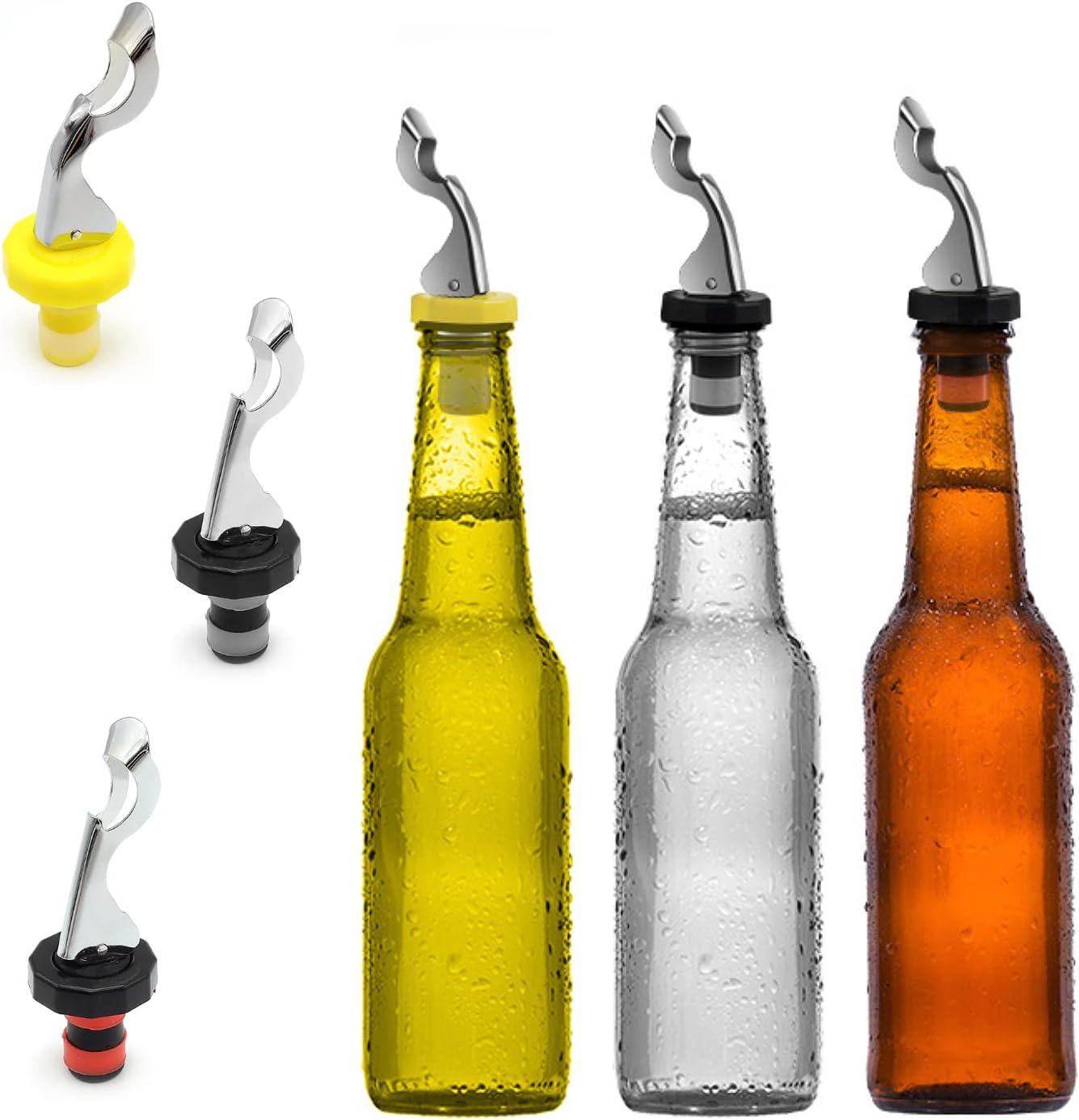 6 Pack Silicone Vacuum Bottle Stoppers Red Yellow Black for Wine Champagne Beer Whisky Soft Drinks Water V1258-DP02-BOL-456